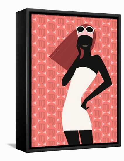 Woman Using Cell Phone-null-Framed Premier Image Canvas