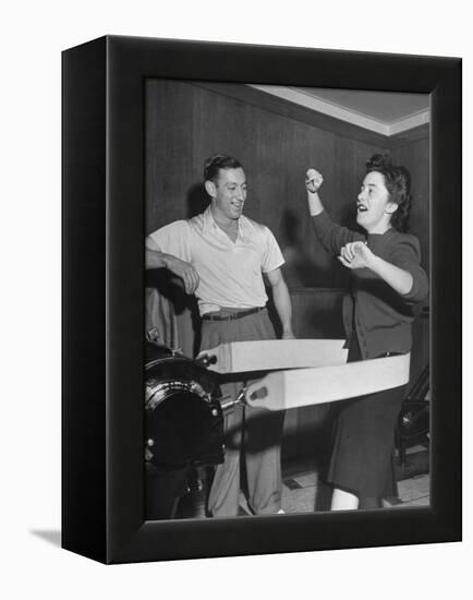 Woman Using Reducing Machine-Ed Clark-Framed Premier Image Canvas