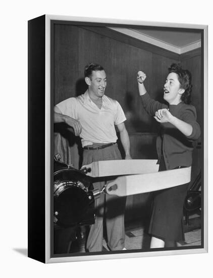 Woman Using Reducing Machine-Ed Clark-Framed Premier Image Canvas