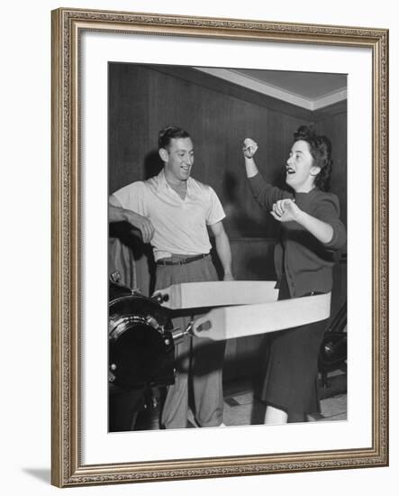 Woman Using Reducing Machine-Ed Clark-Framed Photographic Print