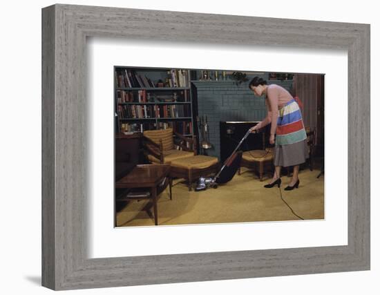 Woman Vacuuming Living Room-William P. Gottlieb-Framed Photographic Print