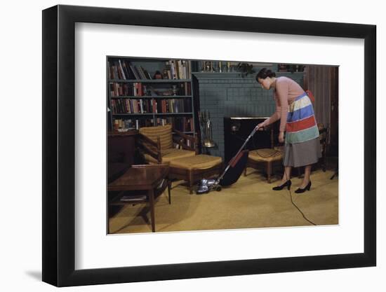 Woman Vacuuming Living Room-William P. Gottlieb-Framed Photographic Print