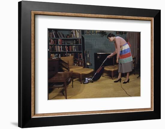 Woman Vacuuming Living Room-William P. Gottlieb-Framed Photographic Print