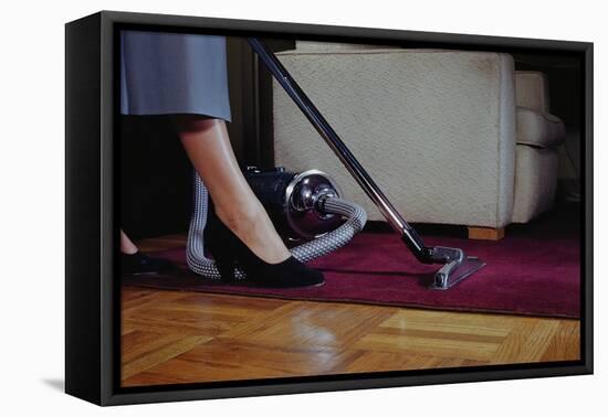 Woman Vacuuming Rug-William P. Gottlieb-Framed Premier Image Canvas