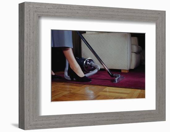 Woman Vacuuming Rug-William P. Gottlieb-Framed Photographic Print