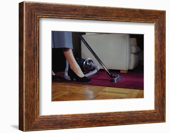 Woman Vacuuming Rug-William P. Gottlieb-Framed Photographic Print