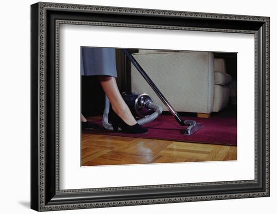 Woman Vacuuming Rug-William P. Gottlieb-Framed Photographic Print