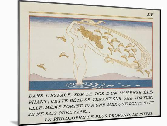 Woman Wading Through Water, Illustration from 'Les Mythes' by Paul Valery (1871-1945)-Georges Barbier-Mounted Giclee Print