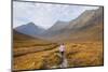 Woman walking in Glen Sannox, Isle of Arran, North Ayrshire, Scotland, United Kingdom, Europe-Gary Cook-Mounted Photographic Print