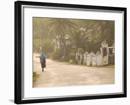 Woman Walking in Sea Mist, Bathsheba, Barbados-Walter Bibikow-Framed Photographic Print