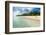 Woman Walking on a Palm Fringed White Sand Beach in Ha'Apai Islands, Tonga, South Pacific-Michael Runkel-Framed Photographic Print