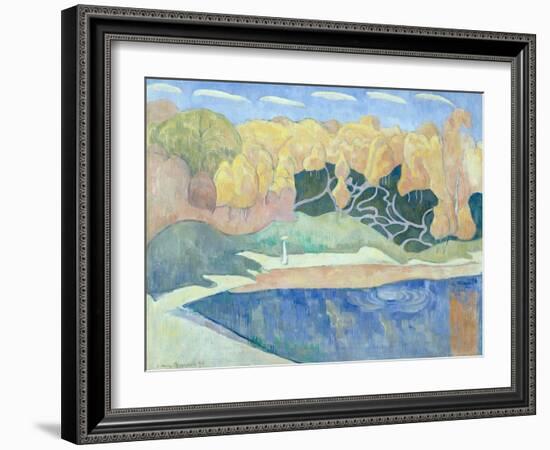 Woman Walking on the Banks of the Aven, 1890 (Oil on Canvas)-Emile Bernard-Framed Giclee Print