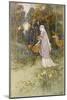 Woman Walking Through the Woods with a Timid Dun Deer-Warwick Goble-Mounted Art Print