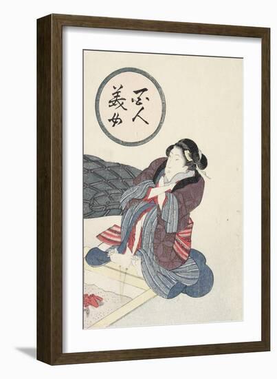 Woman Warming Her Feet at Hearth-Keisai Eisen-Framed Giclee Print