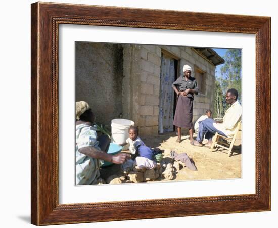 Woman Washing Clothes Outside Shack, Godet, Haiti, Island of Hispaniola-Lousie Murray-Framed Photographic Print