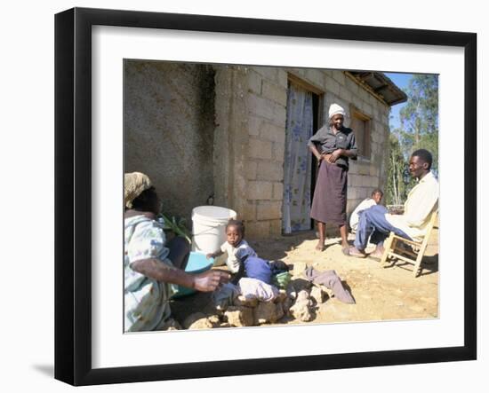 Woman Washing Clothes Outside Shack, Godet, Haiti, Island of Hispaniola-Lousie Murray-Framed Photographic Print