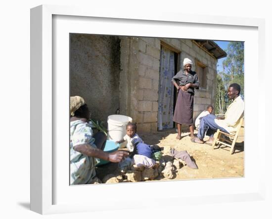 Woman Washing Clothes Outside Shack, Godet, Haiti, Island of Hispaniola-Lousie Murray-Framed Photographic Print