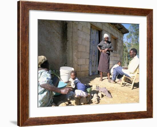 Woman Washing Clothes Outside Shack, Godet, Haiti, Island of Hispaniola-Lousie Murray-Framed Photographic Print