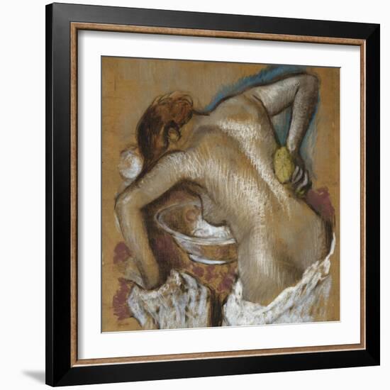 Woman Washing Her Back with a Sponge; Femme S'Epongeant Le Dos-Edgar Degas-Framed Giclee Print