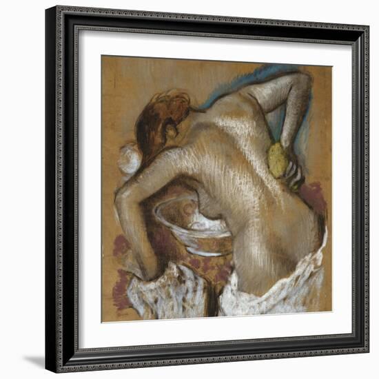 Woman Washing Her Back with a Sponge; Femme S'Epongeant Le Dos-Edgar Degas-Framed Giclee Print