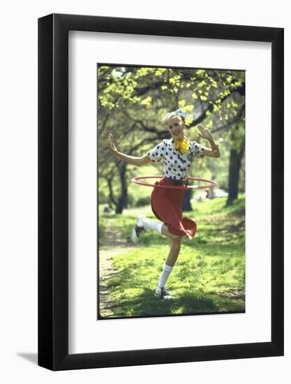 Woman Wearing 1950's Style Fashions Including Polka Dot Blouse and Saddle Shoes-Bill Ray-Framed Photographic Print