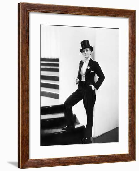 Woman Wearing a Formal Men's Tuxedo-null-Framed Photo