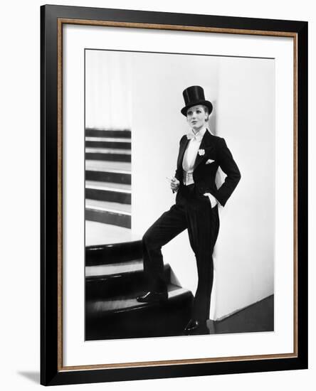 Woman Wearing a Formal Men's Tuxedo-null-Framed Photo