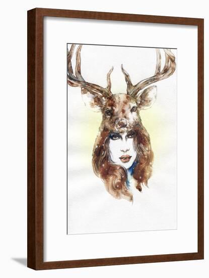 Woman Wearing a Mask. Hand Painted Fashion Illustration-Anna Ismagilova-Framed Art Print