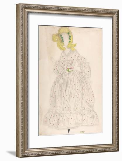 Woman Wearing a Yellow Bonnet and Polka Dot Dress-Leon Bakst-Framed Premium Giclee Print