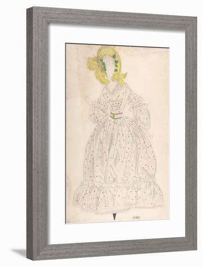 Woman Wearing a Yellow Bonnet and Polka Dot Dress-Leon Bakst-Framed Premium Giclee Print