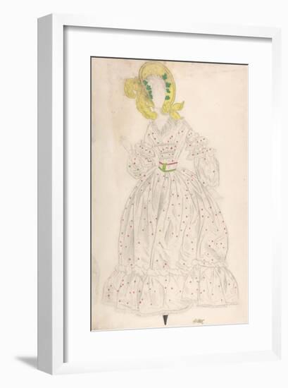 Woman Wearing a Yellow Bonnet and Polka Dot Dress-Leon Bakst-Framed Premium Giclee Print