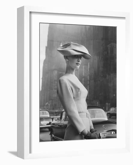 Woman Wearing An Elegant Spiral-Shaped Hat, 1956-The Chelsea Collection-Framed Giclee Print