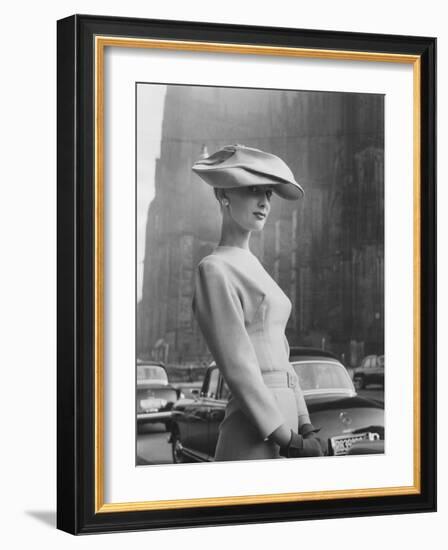 Woman Wearing An Elegant Spiral-Shaped Hat, 1956-The Chelsea Collection-Framed Giclee Print