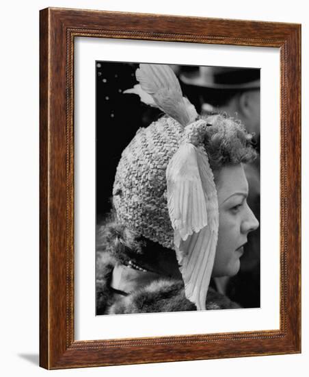 Woman Wearing Bird Decoration in Hair at Dwight D. Eisenhower's Inauguration-Cornell Capa-Framed Photographic Print