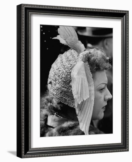 Woman Wearing Bird Decoration in Hair at Dwight D. Eisenhower's Inauguration-Cornell Capa-Framed Photographic Print