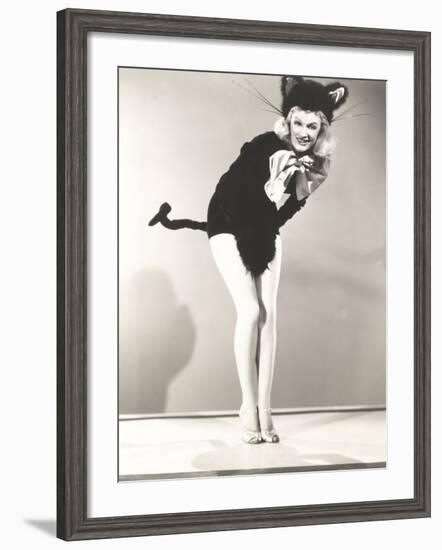 Woman Wearing Cat Costume-null-Framed Photo