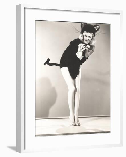 Woman Wearing Cat Costume-null-Framed Photo