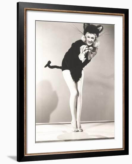 Woman Wearing Cat Costume-null-Framed Photo