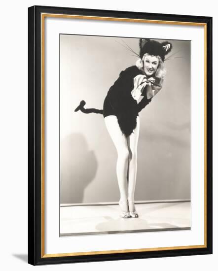 Woman Wearing Cat Costume-null-Framed Photo