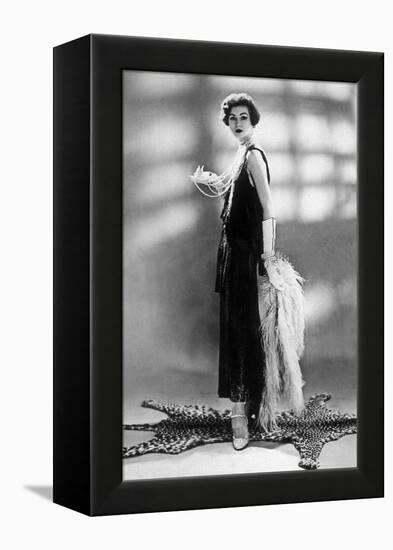 Woman Wearing Chanel Dress, 1928-null-Framed Stretched Canvas