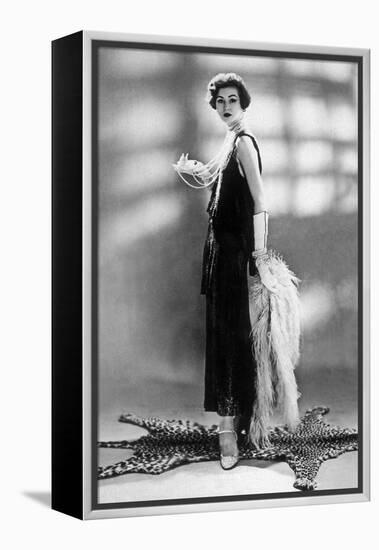 Woman Wearing Chanel Dress, 1928-null-Framed Stretched Canvas