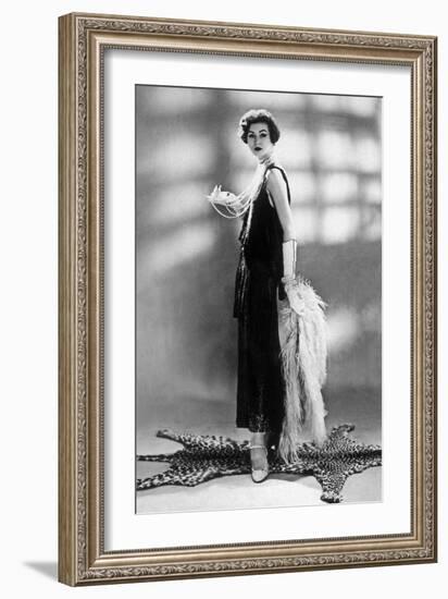 Woman Wearing Chanel Dress, 1928-null-Framed Photo