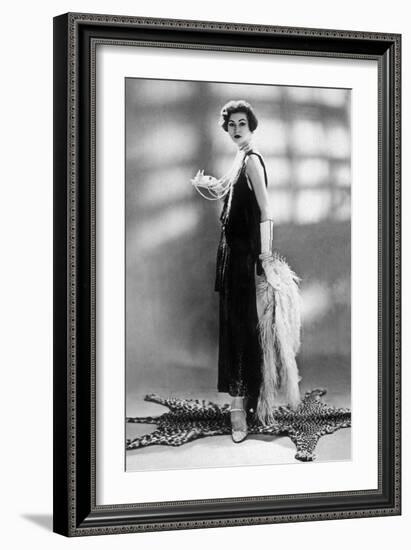 Woman Wearing Chanel Dress, 1928--Framed Photo