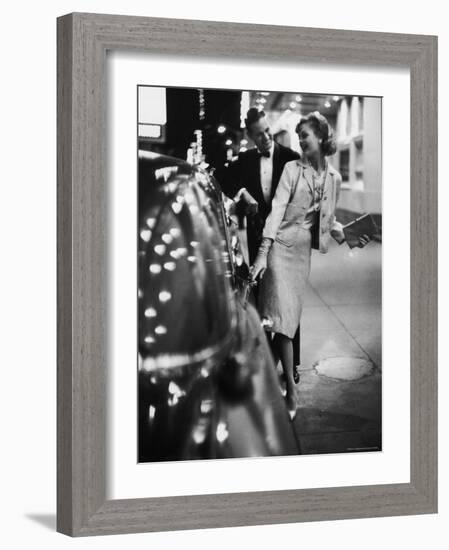 Woman Wearing Daridow Copy of Chanel Evening Suit-Gordon Parks-Framed Photographic Print