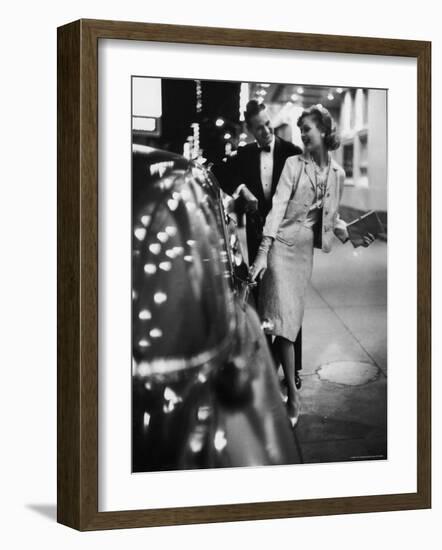 Woman Wearing Daridow Copy of Chanel Evening Suit-Gordon Parks-Framed Photographic Print