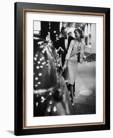 Woman Wearing Daridow Copy of Chanel Evening Suit-Gordon Parks-Framed Photographic Print