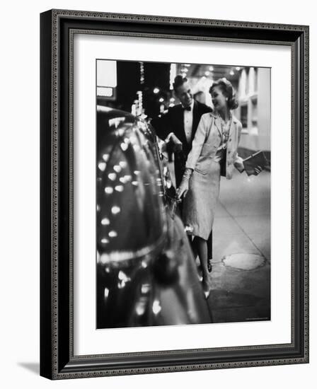 Woman Wearing Daridow Copy of Chanel Evening Suit-Gordon Parks-Framed Photographic Print