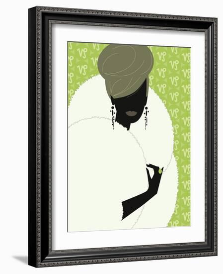 Woman Wearing Fur Coat-null-Framed Giclee Print