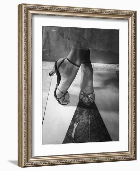 Woman Wearing Popular Style of Jeweled Evening Sandals-Nina Leen-Framed Photographic Print