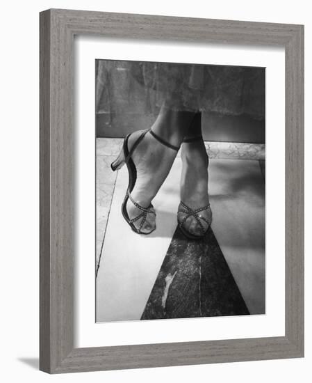 Woman Wearing Popular Style of Jeweled Evening Sandals-Nina Leen-Framed Photographic Print